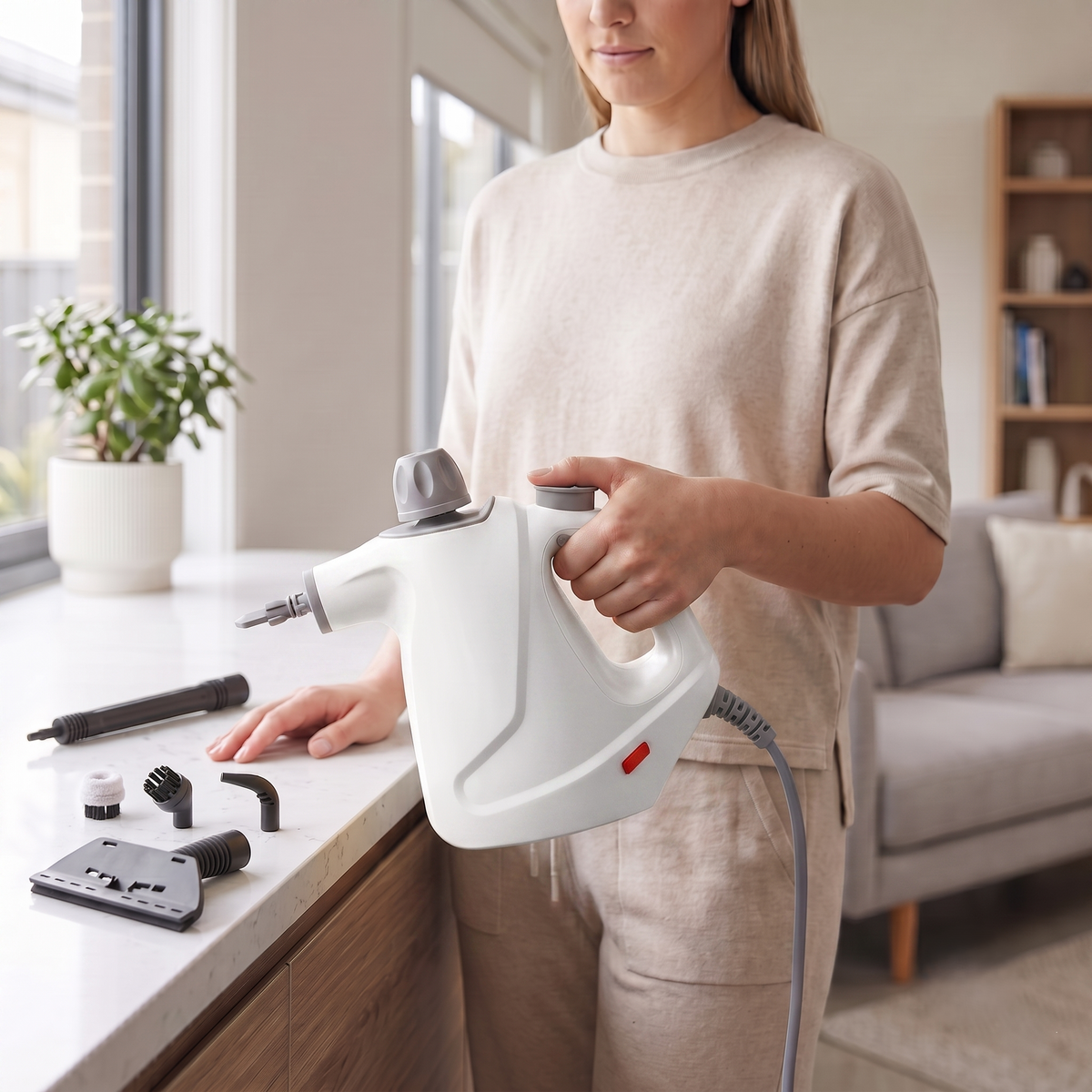 Precision Handheld Steam Cleaner for Tile, Grout & Hard-to-Reach Surfaces