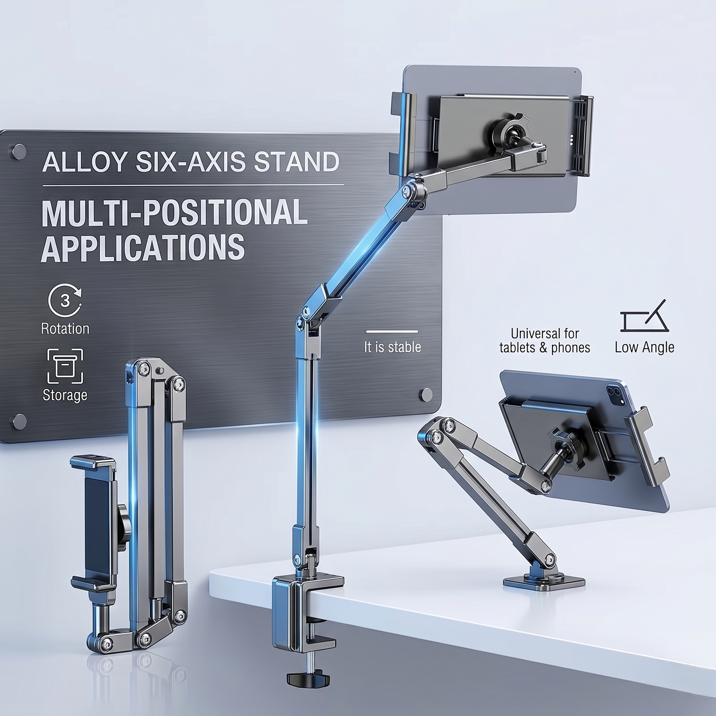 Adjustable Bedside Phone Arm – Hands-Free Viewing Stand for Reduced Neck & Arm Strain