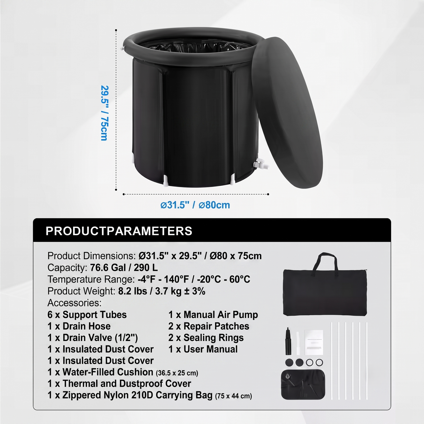 Portable Ice Bath Tub for Cold Water Routine & Home Recovery