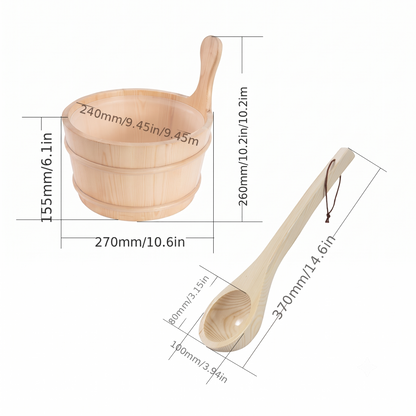 Premium Sauna Water Bucket & Ladle
