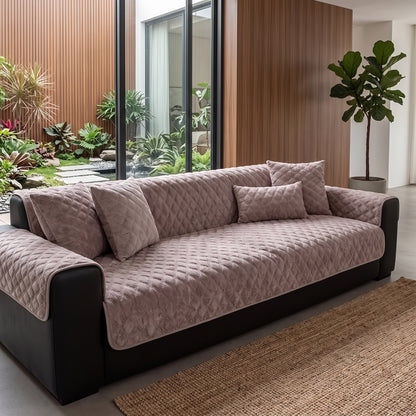 Quilted Plush Non-Slip Sofa Cover Panel