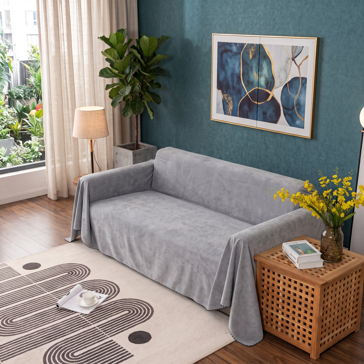 Waterproof Anti-Slip Sofa Cover Blanket with Quilted 200 GSM Polyester
