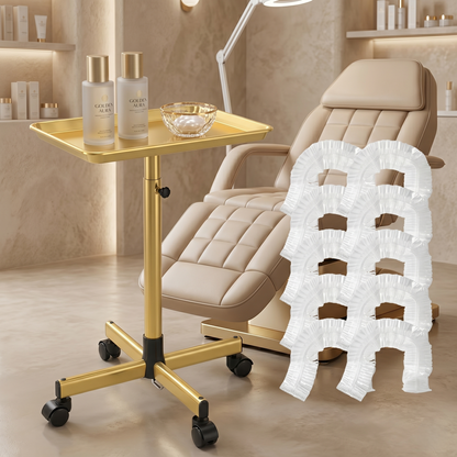 Kovelli™ Adjustable Rolling Salon Tray Cart With Protective Covers