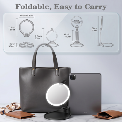 Kovelli™ LED Makeup Mirror with Lights & 30X Magnification – Rechargeable Portable Vanity Mirror