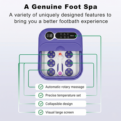Collapsible Heated Foot Spa Bath With Temperature Control & Massage Rollers