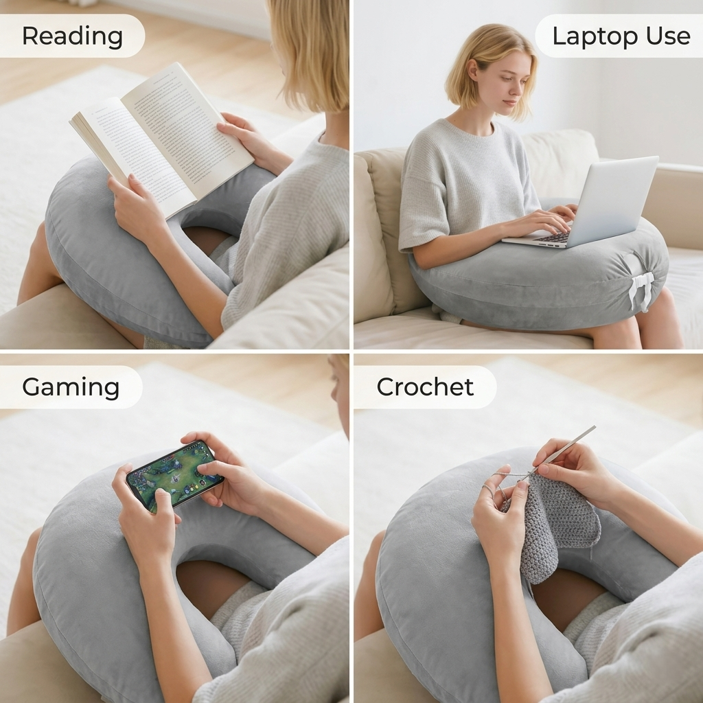 Ergonomic Lap Support Pillow for Reading, Gaming & Work – Arm Support Cushion for Couch & Bed