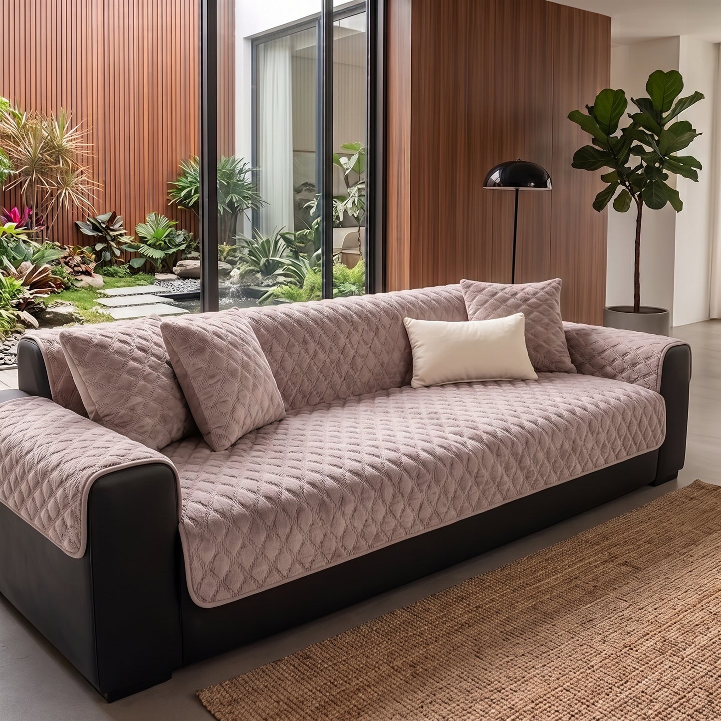 Quilted Plush Non-Slip Sofa Cover Panel