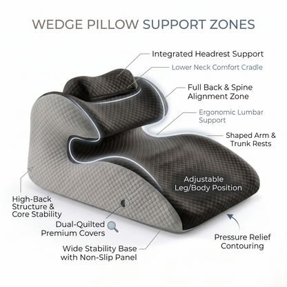 Ergonomic Wedge Backrest Pillow for Sitting & Reading – Structured Support Cushion for Bed, Sofa & Lounge Comfort