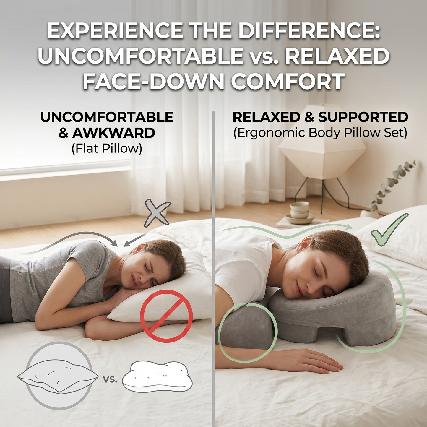 Face-Down Comfort Support Pillow – Ergonomic Chest & Neck Alignment Design