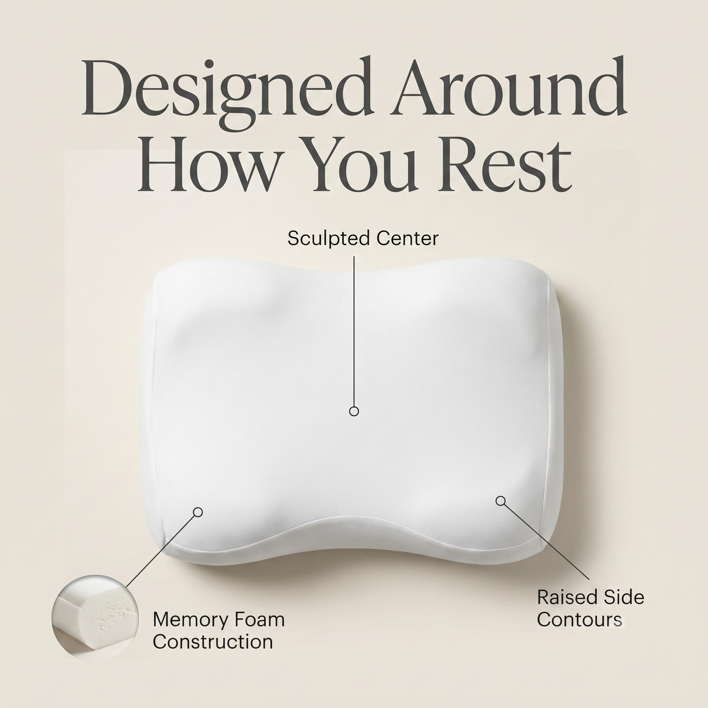 Ergonomic Contour Memory Foam Pillow for Side & Back Sleepers