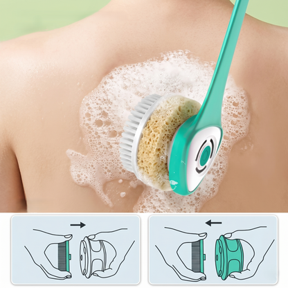 Electric Long Handle Body Cleansing Brush With Detachable Handheld Head