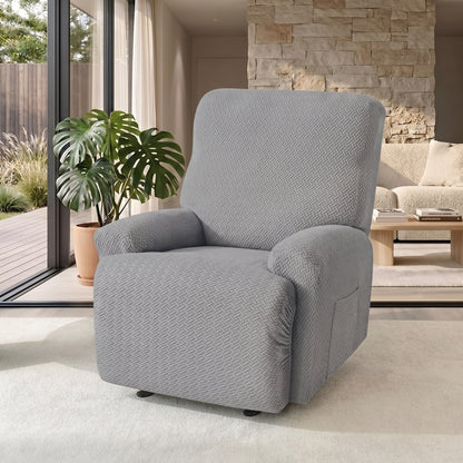 4-Piece Jacquard Stretch Recliner Chair Cover with Side Pocket