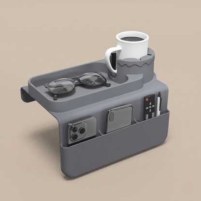 Premium Couch Arm Organizer Tray with Cup Holder & Storage Compartments