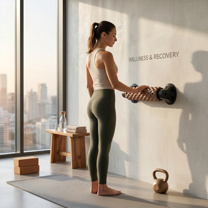 Kovelli™ Wall Mount Deep Tissue Foam Roller – Adjustable Muscle Recovery Roller for Yoga, Pilates & Home Fitness