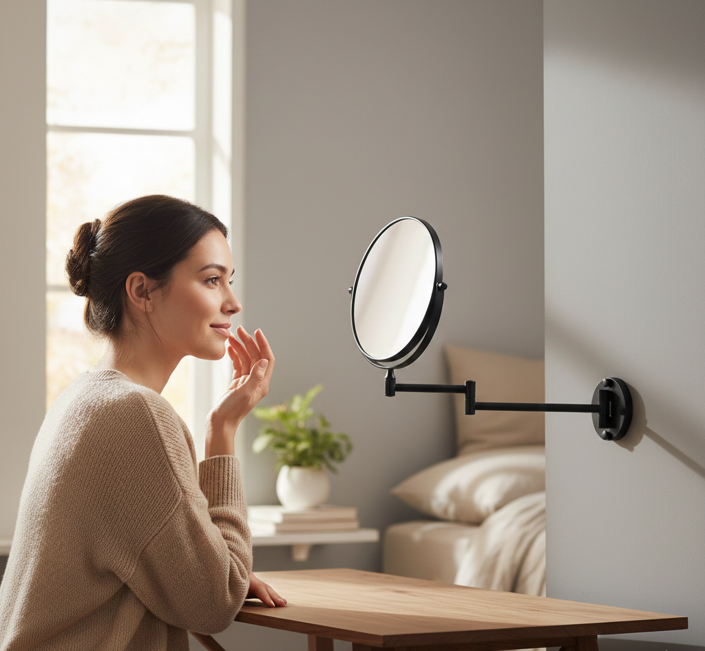 Wall-Mounted 3X Vanity Mirror for Clear, Close-Up Grooming