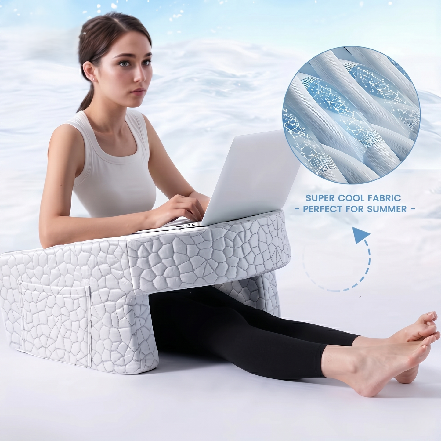 Ergonomic Reading & Laptop Support Cushion with Side Pockets