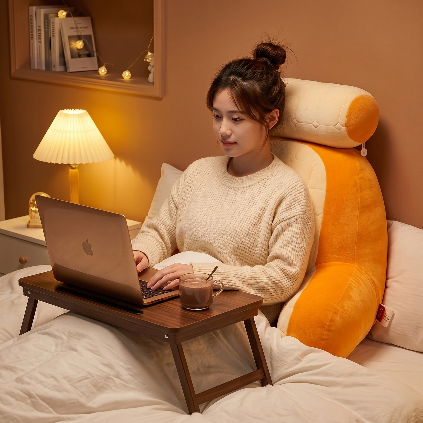 Oversized Reading Pillow With Headrest & Lumbar Support – Plush Bed Backrest Cushion For Relaxing, Reading & Gaming