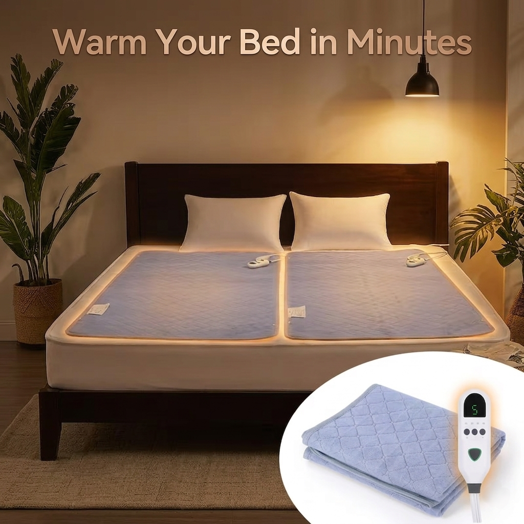 Heated Bed Mat Pad – Soft Electric Warming Pad with Adjustable Heat for Nighttime Comfort