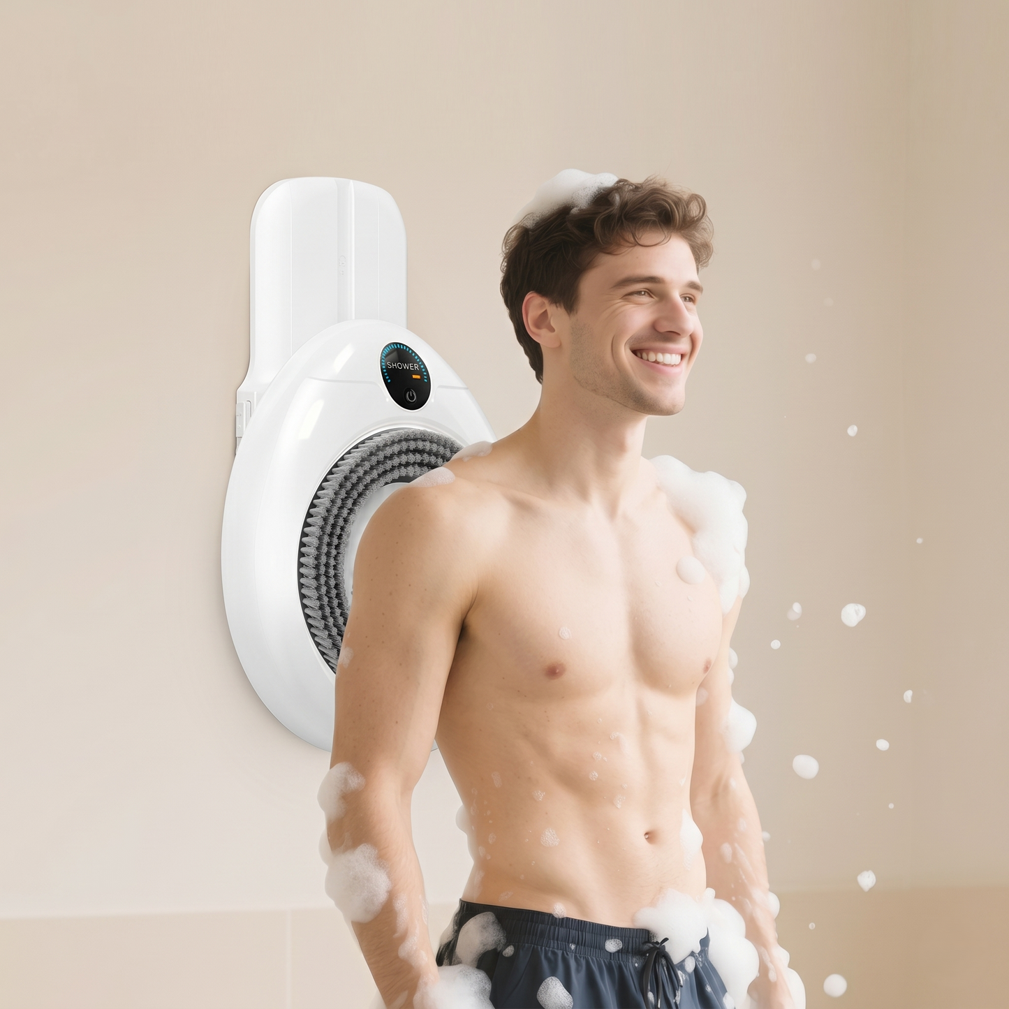 Wall-Mounted Electric Shower Scrubber For Hands-Free Back Cleansing