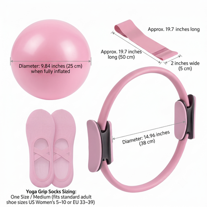 Pilates Fitness Ring, Ball and Resistance Band Set