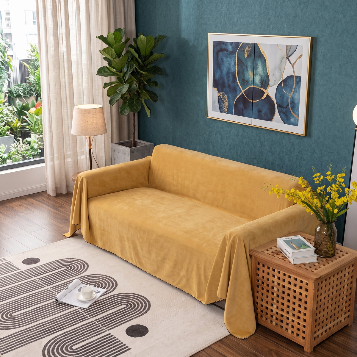Waterproof Anti-Slip Sofa Cover Blanket with Quilted 200 GSM Polyester