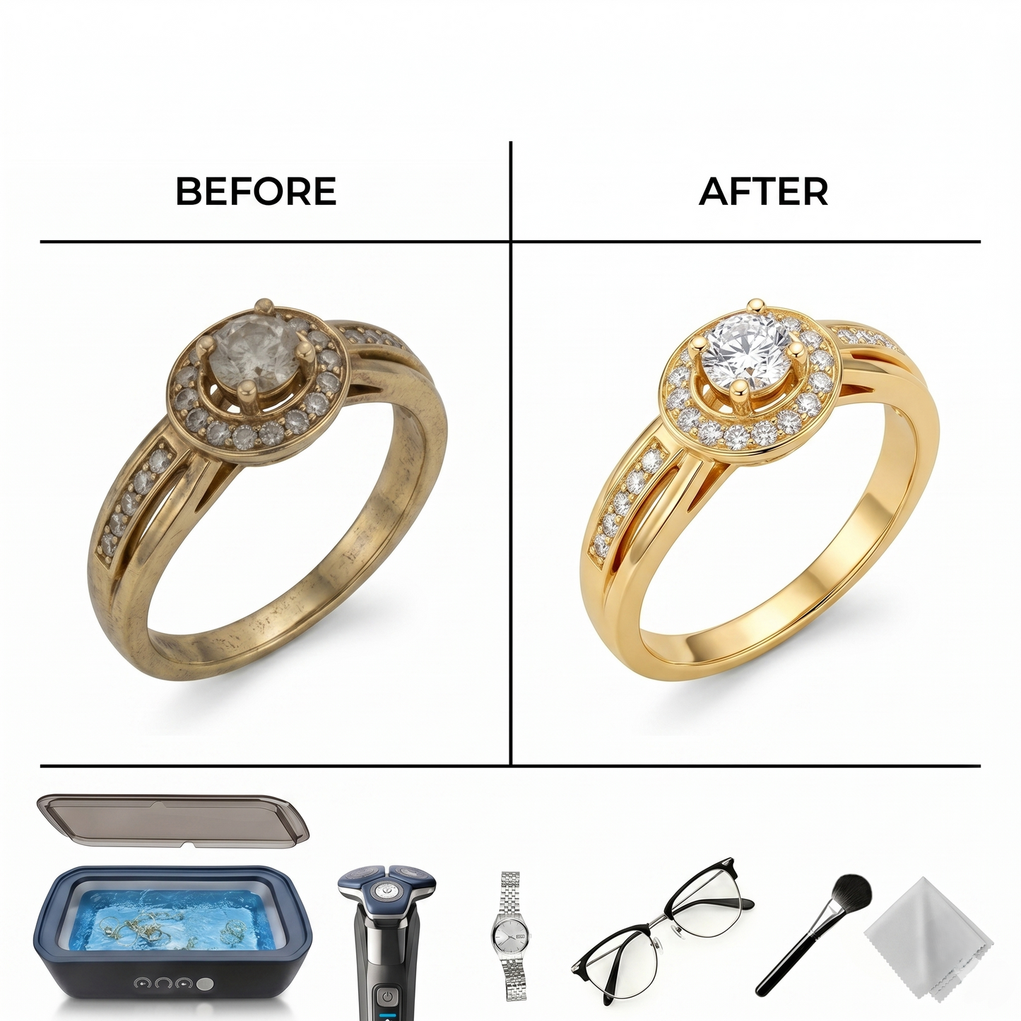 Ultrasonic Jewelry & Glasses Cleaner – Precision Deep Cleaning Device for Everyday Essentials