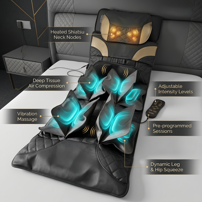 Full Body Air Compression Massage Mat With Heat & Lumbar Stretch Support