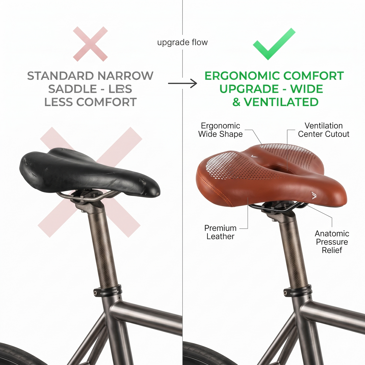 Wide Ergonomic Bike Saddle for Long Rides