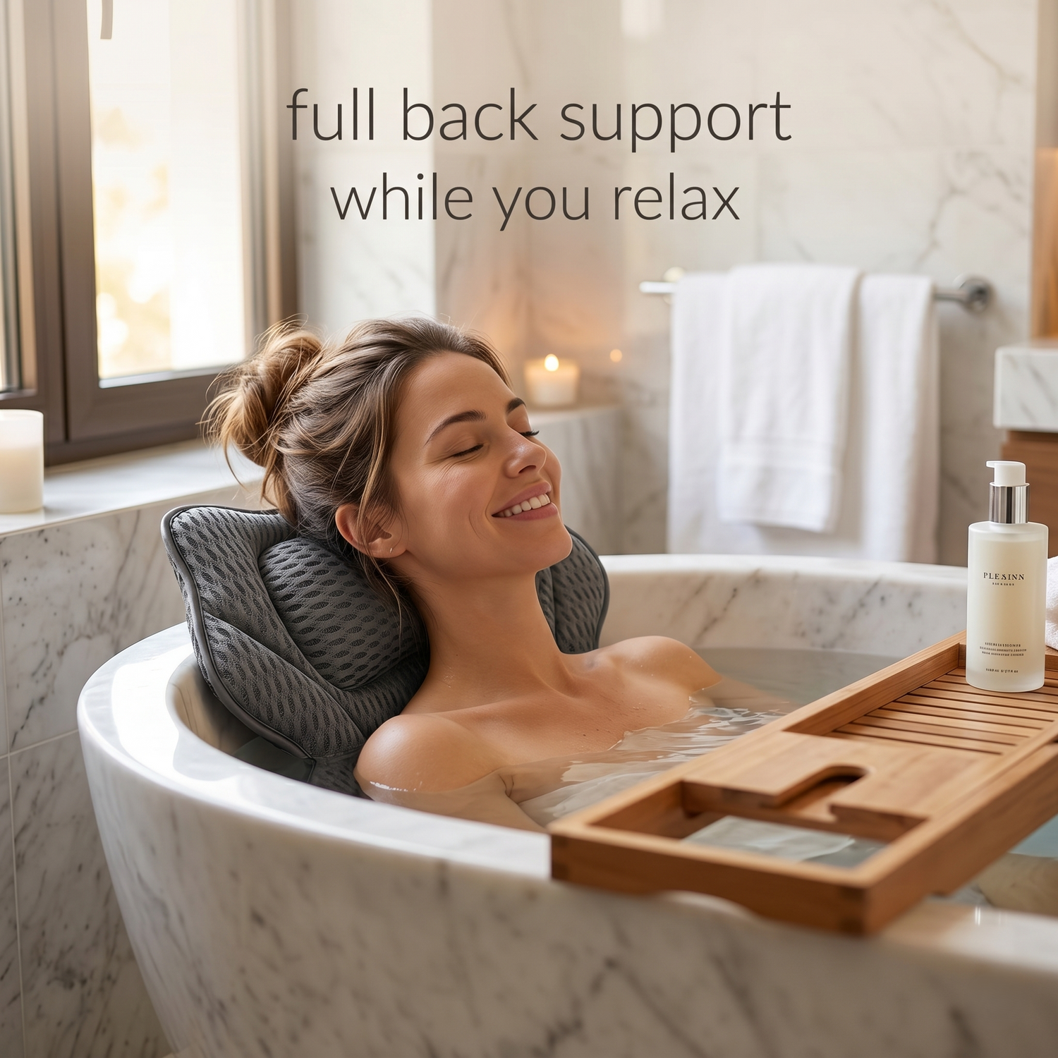 Lean back comfortably in the tub