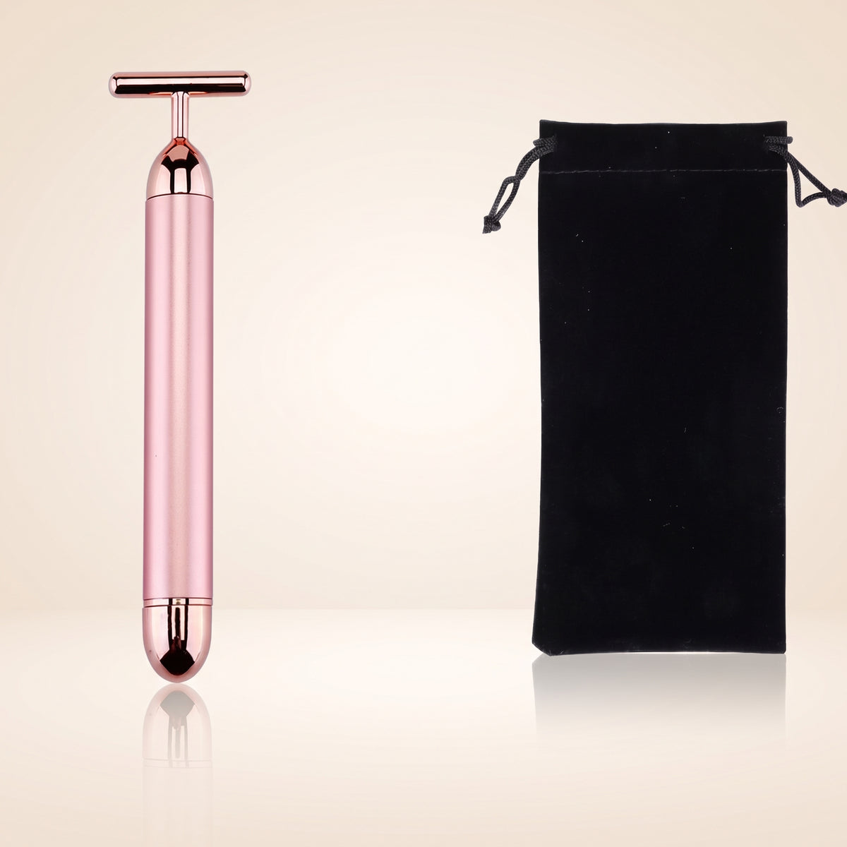 T-Shaped Vibrating Facial Massage Roller with Metal Contact Bar