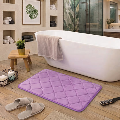 Memory Foam Bath Mat with Absorbent Quilted Surface & Non-Slip Backing