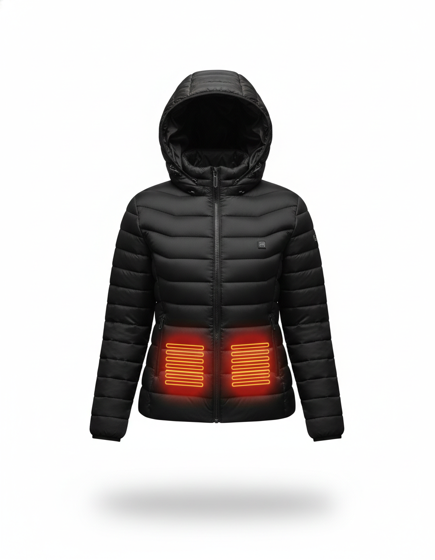 USB Heated Winter Jacket with Targeted Heat Zones