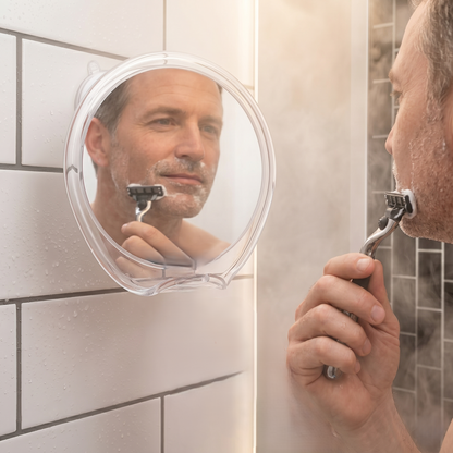 Fog-Free Shower Mirror with Razor Hook & Strong Suction Mount