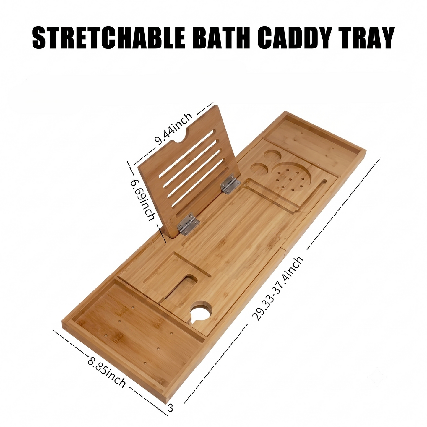 Bamboo Bath Caddy Tray for Bathtub Relaxation