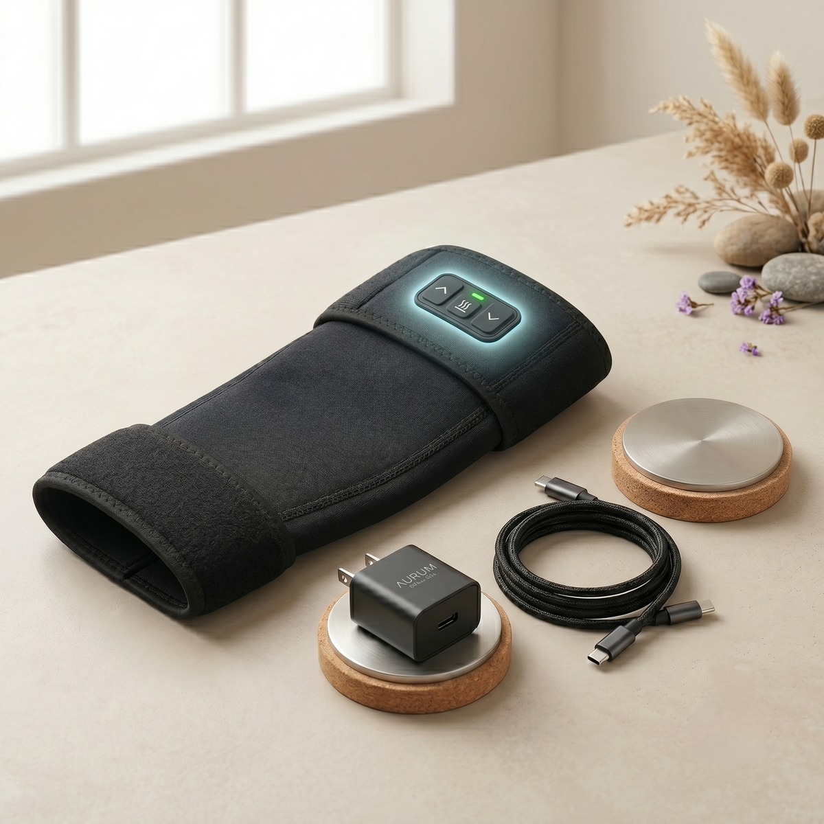Heated Compression Elbow Sleeve with Adjustable Warmth & Massage Modes