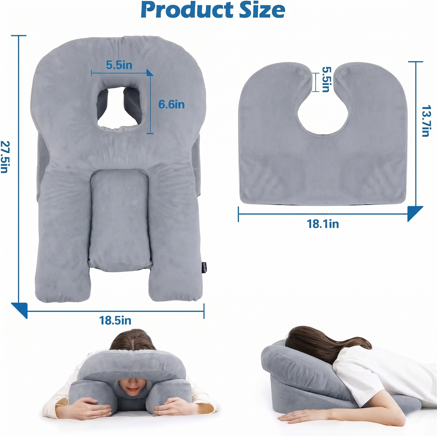 Adjustable Face Down Memory Foam Support Pillow for Stomach Sleepers & Relaxation