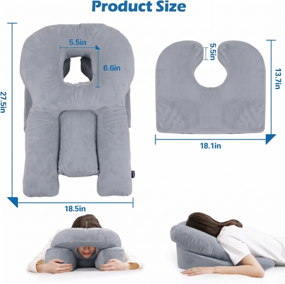 Adjustable Face Down Memory Foam Support Pillow for Stomach Sleepers & Relaxation