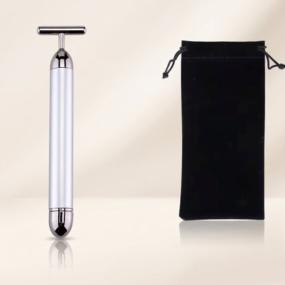 T-Shaped Vibrating Facial Massage Roller with Metal Contact Bar