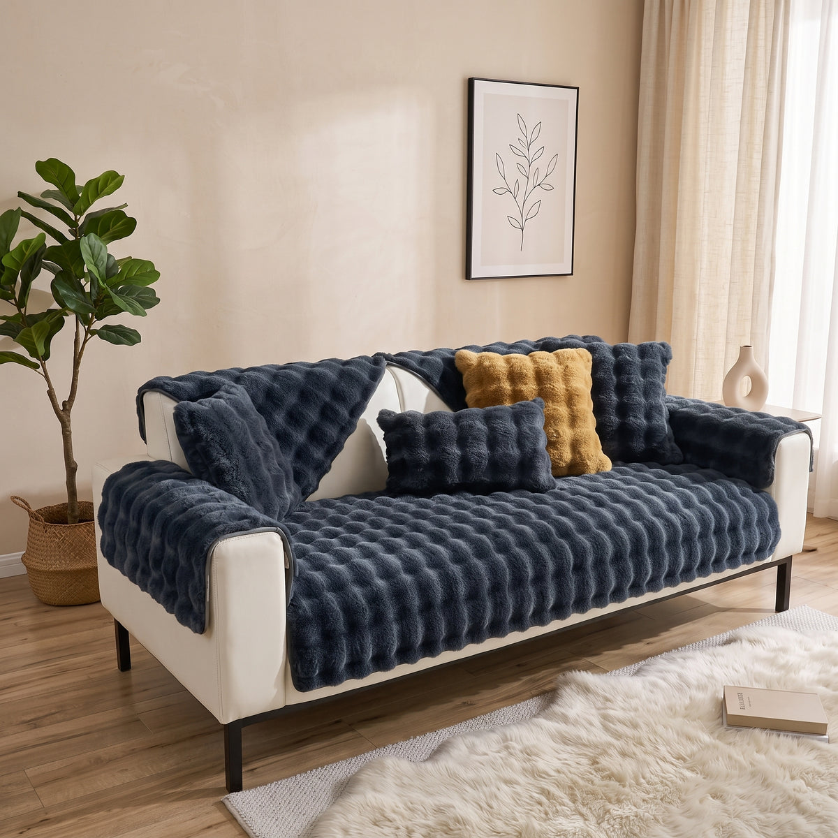 Plush Quilted Waterproof Non-Slip Modular Sofa Cover