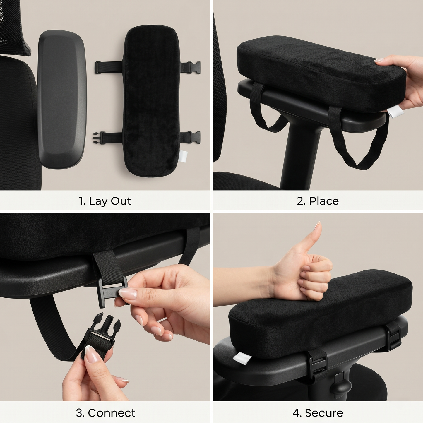 Ergonomic Armrest Cushion Pads (2-Pack) – Soft Support for Office & Gaming Chairs