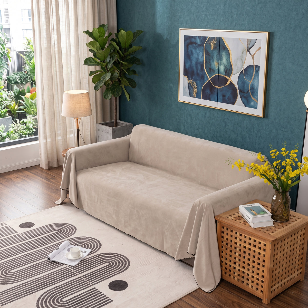 Waterproof Anti-Slip Sofa Cover Blanket with Quilted 200 GSM Polyester