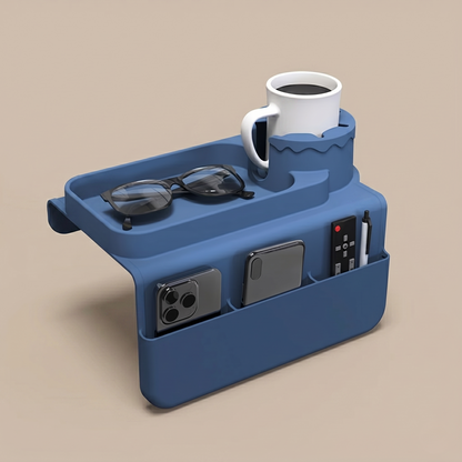 Premium Couch Arm Organizer Tray with Cup Holder & Storage Compartments