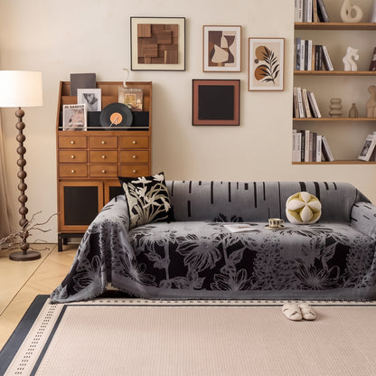 Retro Floral Fringed Sofa Cover Throw