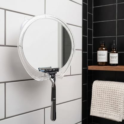 Fog-Free Shower Mirror with Razor Hook & Strong Suction Mount