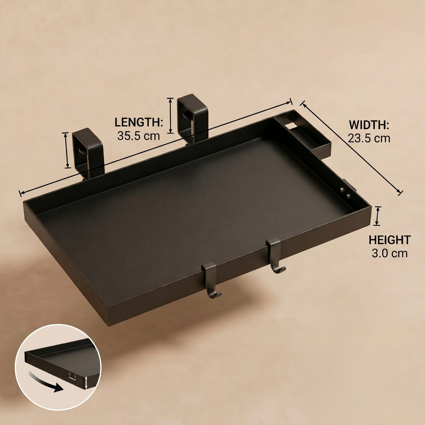 Kovelli Clip-On Bedside Shelf Tray – Space Saving Bed Organizer for Laptop, Phone & Drinks