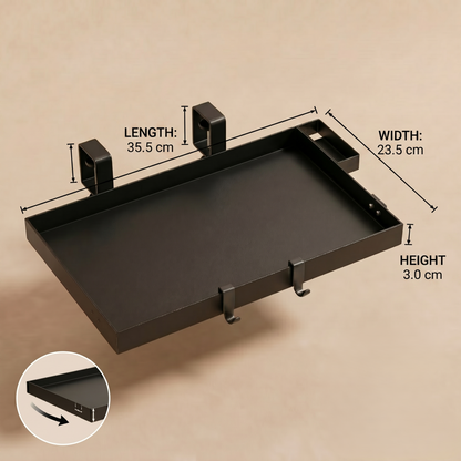 Kovelli Clip-On Bedside Shelf Tray – Space Saving Bed Organizer for Laptop, Phone & Drinks