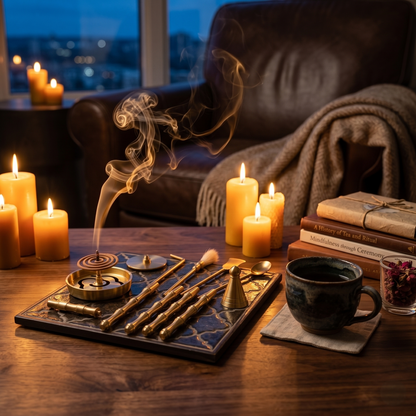 Brass Incense Ritual Tool Kit For Powder & Cone Incense