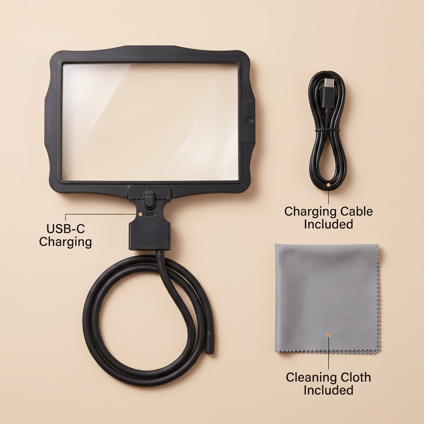 10X Hands-Free Magnifying Glass with 50 LEDs & Flexible Gooseneck