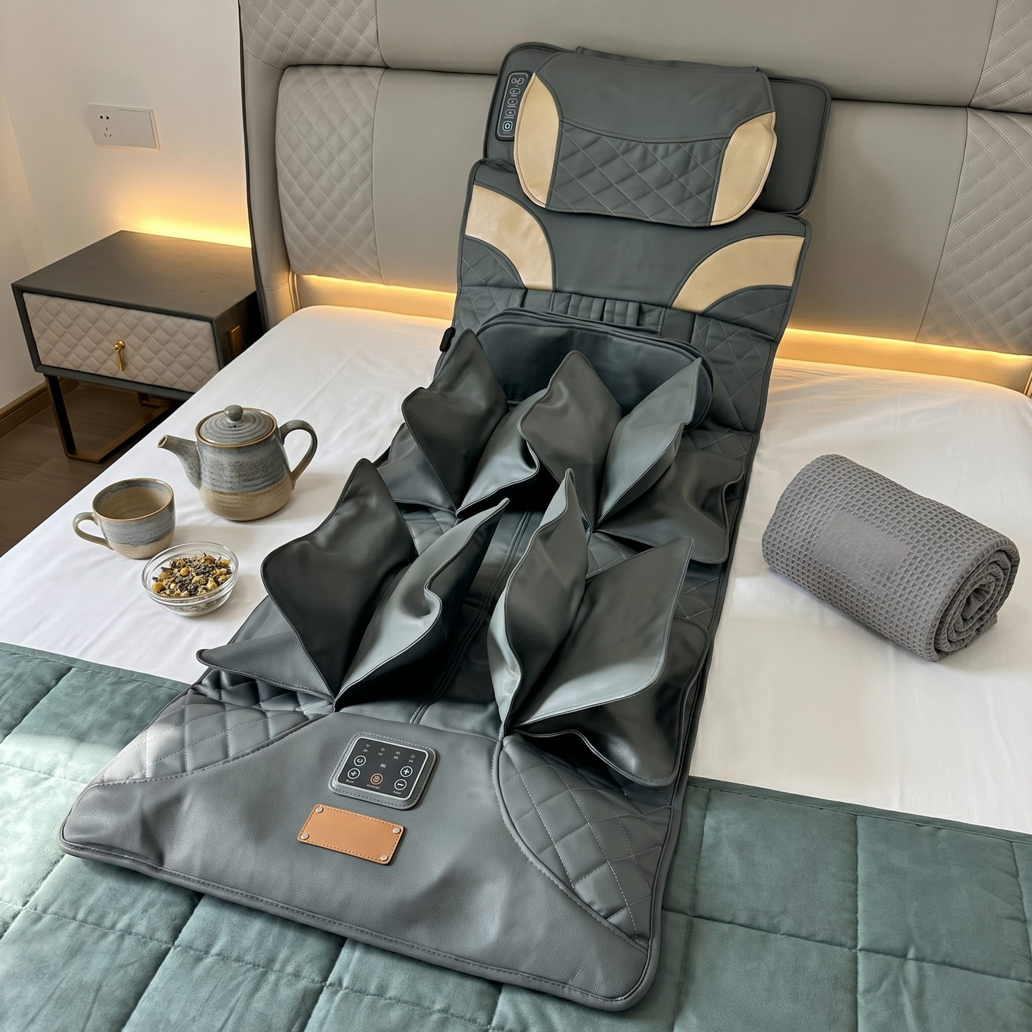 Full Body Air Compression Massage Mat With Heat & Lumbar Stretch Support