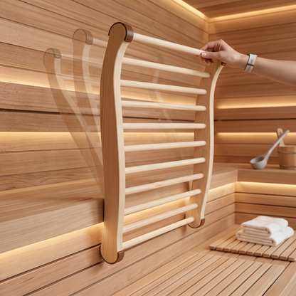 Kovelli™ Ergonomic Sauna Backrest – Wooden Non-Slip Sauna Support Chair for Spa & Bath Relaxation